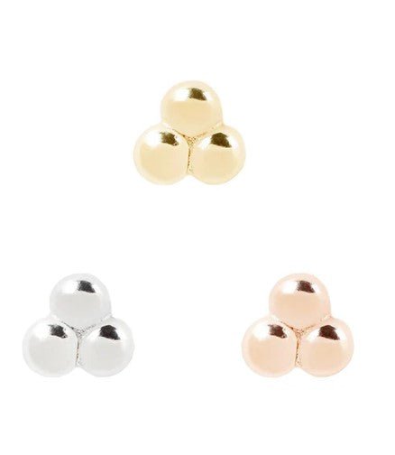 14k Gold 3 Bead Cluster Threadless End - Carribbean Connection